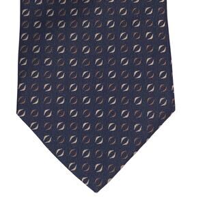 Giorgio Armani Men’s 100% Silk Tie Blue / Brown Geometric Pattern 58”x3.75”